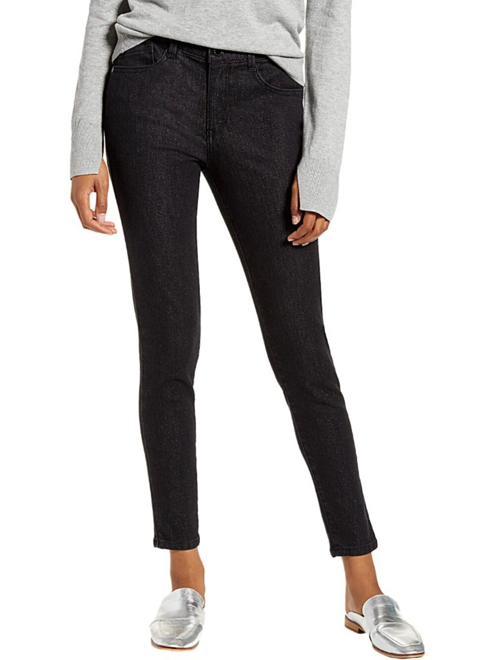 Wit & Wisdom Ab-solution High Waist Metallic Black Skinny Ankle Jeans 16